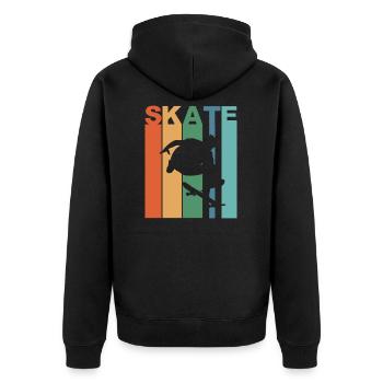 Skateboard Skating Gift Vintage - Unisex Premium Organic Zip Hoodie - black - Back - Nico (187cm)