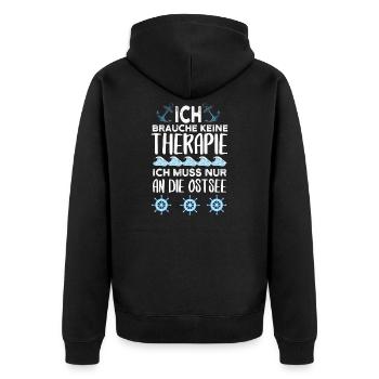 Ich Brauche Keine Therapie Ich muss an die Ostsee - Unisex Premium Bio Zip Hoodie - Schwarz - Hinten - Nico (187cm)