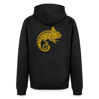 Tatouages tribaux maoris caméléons - Veste à capuche bio Premium Unisexe - noir - Dos - Nico (187cm)