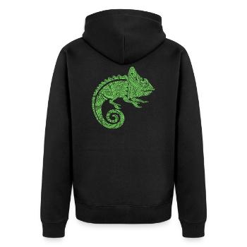 Tatouages tribaux maoris caméléons - Veste à capuche bio Premium Unisexe - noir - Dos - Nico (187cm)