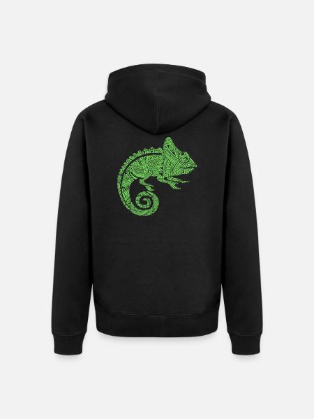 Chameleon Maori tribal tattoos - Unisex Premium Organic Zip Hoodie - black
