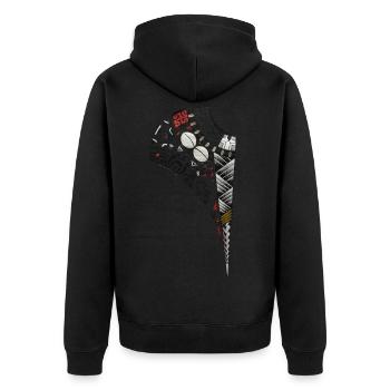 Polynesien Tattoo Design "CedMa" - Unisex Premium Bio Zip Hoodie - Schwarz - Hinten - Nico (187cm)