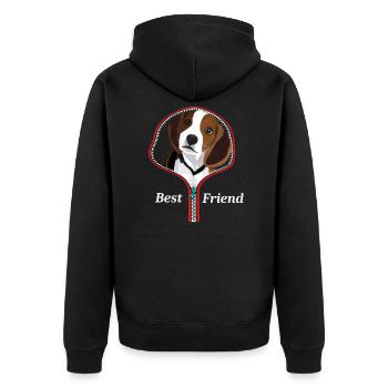 beagle best friend Motiv - Unisex Premium Bio Zip Hoodie - Schwarz - Hinten - Nico (187cm)