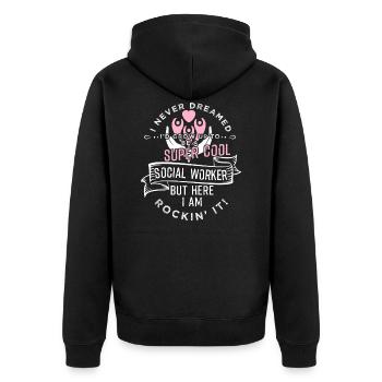 Titre du poste de travailleur social - Veste à capuche bio Premium Unisexe - noir - Dos - Nico (187cm)