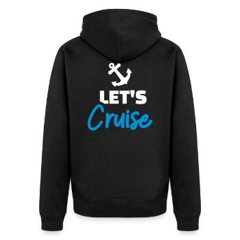 Kreuzfahrt - Unisex Premium Bio Zip Hoodie - Schwarz - Hinten - Nico (187cm)