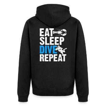 Manger Dormir Plonger Répéter Plongée Drôle - Veste à capuche bio Premium Unisexe - noir - Dos - Nico (187cm)