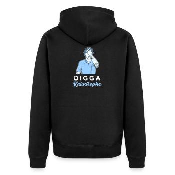 Digga Katastrophe Norden Norddeutsch Hamburg Moin - Unisex Premium Bio Zip Hoodie - Schwarz - Hinten - Nico (187cm)