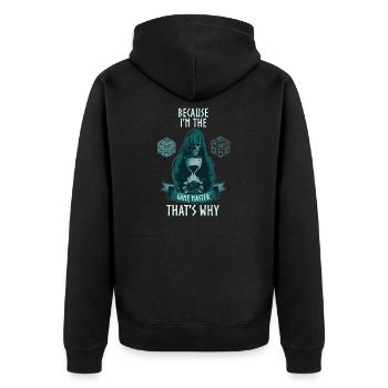 Jeu de rôle d’idée cadeau de stylo et de papier - Veste à capuche bio Premium Unisexe - noir - Dos - Nico (187cm)