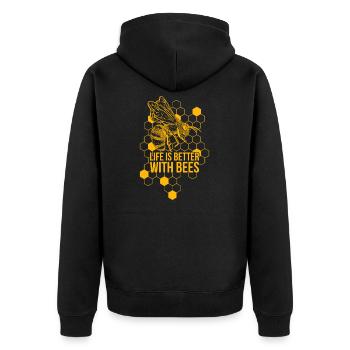 Imker Bienenzüchter Geschenkidee - Unisex Premium Bio Zip Hoodie - Schwarz - Hinten - Nico (187cm)