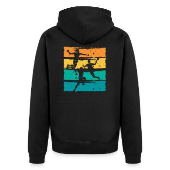 Handball Handballer Geschenkidee - Unisex Premium Bio Zip Hoodie - Schwarz - Hinten - Nico (187cm)