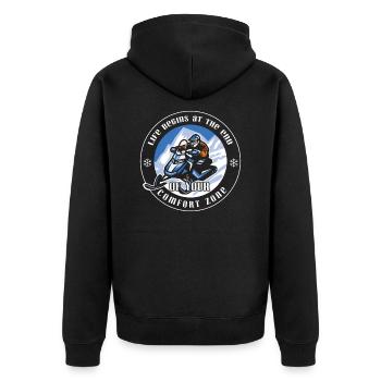 Snowmobile Life Comfort Zone Quote Gift - Unisex Premium Bio Zip Hoodie - Schwarz - Hinten - Nico (187cm)