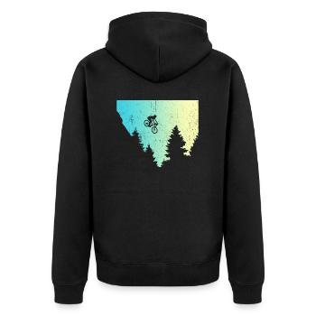 Mountain biker MTB gift Funny saying - Unisex Premium Organic Zip Hoodie - black - Back - Nico (187cm)