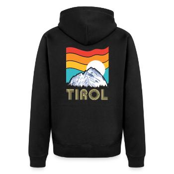 Montagnes rétro du Tyrol - Veste à capuche bio Premium Unisexe - noir - Dos - Nico (187cm)