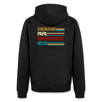 Husband dad artisan hero - Unisex Premium Organic Zip Hoodie - black - Back - Nico (187cm)