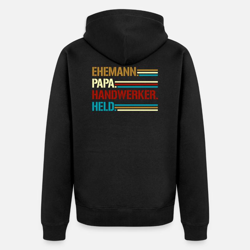 Ehemann Papa Handwerker Held - Unisex Premium Bio Zip Hoodie - Schwarz