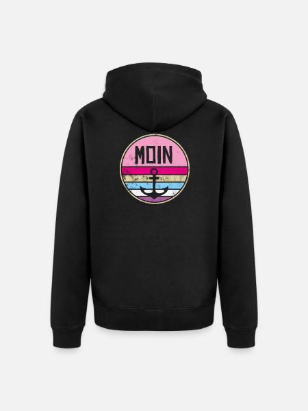 Moin Anker Vintage Retro Pink Distressed Norden - Unisex Premium Bio Zip Hoodie - Schwarz