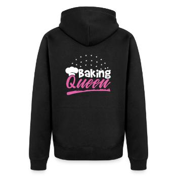 Baking Queen - Unisex Premium Organic Zip Hoodie - black - Back - Nico (187cm)