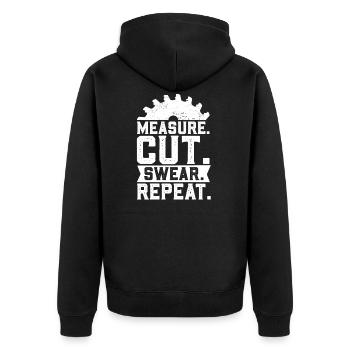 Lustige Geschenkidee eines Zimmermanns - Unisex Premium Bio Zip Hoodie - Schwarz - Hinten - Nico (187cm)