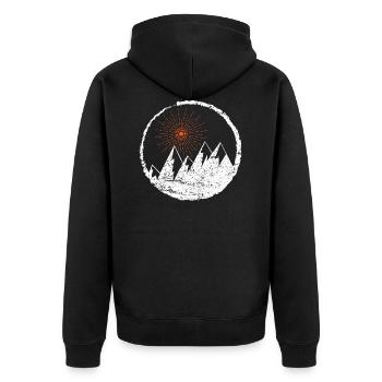 Montagnes Montagne l icône logo soleil - Veste à capuche bio Premium Unisexe - noir - Dos - Nico (187cm)