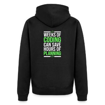 Programmierer Lustige Sprüche - Unisex Premium Bio Zip Hoodie - Schwarz - Hinten - Nico (187cm)