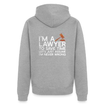 Rechtsanwalt Rechtsanwalt - Unisex Premium Bio Zip Hoodie - Grau meliert - Hinten - Nico (187cm)