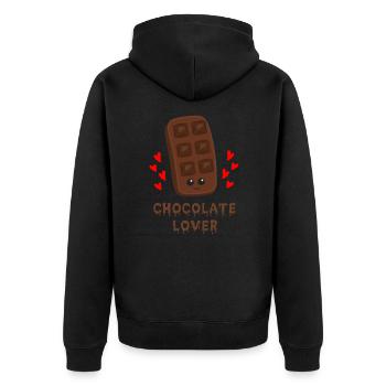 Schokolade - Unisex Premium Bio Zip Hoodie - Schwarz - Hinten - Nico (187cm)