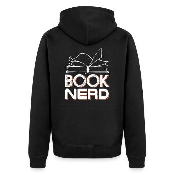 Book Nerd Funny Book Lover Reading Gift - Unisex Premium Bio Zip Hoodie - Schwarz - Hinten - Nico (187cm)
