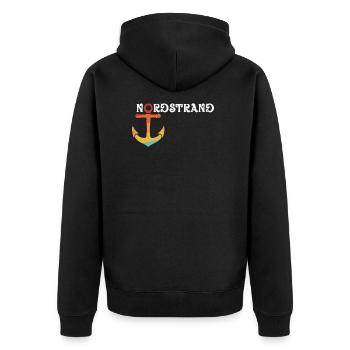 Nordstrand Retro Anker Nordsee Geschenk - Unisex Premium Bio Zip Hoodie - Schwarz - Hinten - Nico (187cm)