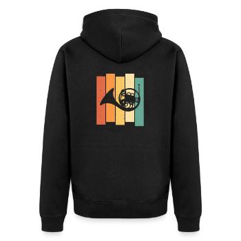 French Horn Vintage Retro Design - Unisex Premium Organic Zip Hoodie - black - Back - Nico (187cm)