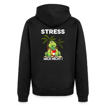 Stress mich nicht Humor Faultier Sprüche Hetze - Unisex Premium Bio Zip Hoodie - Schwarz - Hinten - Nico (187cm)