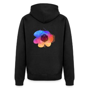 Geschenkidee für Stift und Papier - Unisex Premium Bio Zip Hoodie - Schwarz - Hinten - Nico (187cm)