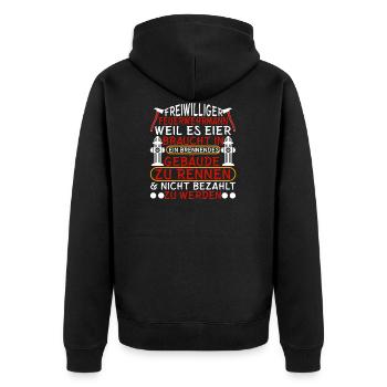 Freiwillige Feuerwehr Statement Bekleidung Feuerwe - Unisex Premium Bio Zip Hoodie - Schwarz - Hinten - Nico (187cm)