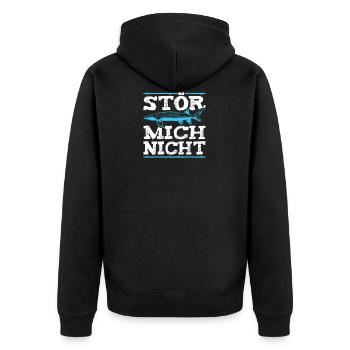 Stör Mich Nicht Lustiges Angler - Unisex Premium Bio Zip Hoodie - Schwarz - Hinten - Nico (187cm)