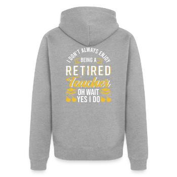Retired Teacher - Unisex Premium Bio Zip Hoodie - Grau meliert - Hinten - Nico (187cm)