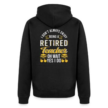 Retired Teacher - Unisex Premium Bio Zip Hoodie - Schwarz - Hinten - Nico (187cm)