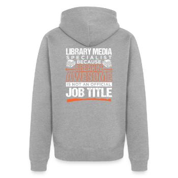 Library Media Specialist - Unisex Premium Bio Zip Hoodie - Grau meliert - Hinten - Nico (187cm)
