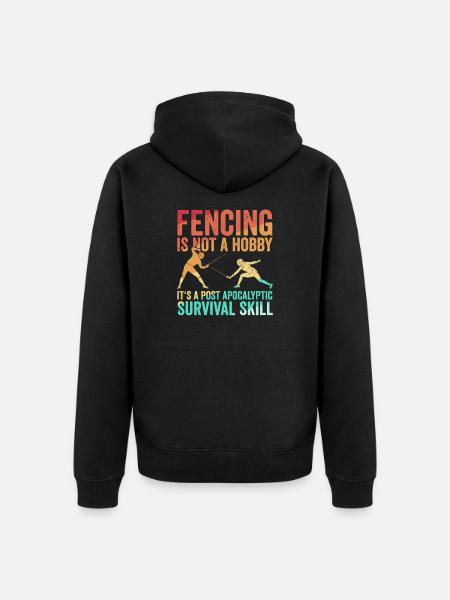 fencing - Unisex Premium Organic Zip Hoodie - black