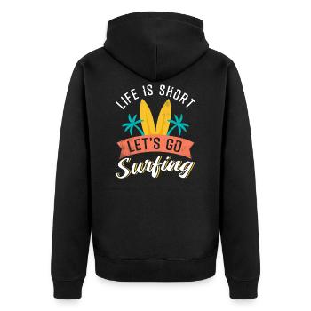 La vie est courte Allons surfer - Veste à capuche bio Premium Unisexe - noir - Dos - Nico (187cm)