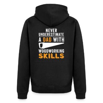 Holzarbeiter Lustige Geschenkidee - Unisex Premium Bio Zip Hoodie - Schwarz - Hinten - Nico (187cm)