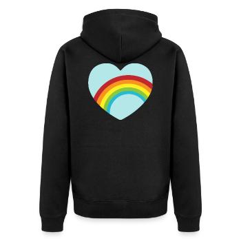 Coeur arc-en-ciel bleu clair - Veste à capuche bio Premium Unisexe - noir - Dos - Nico (187cm)