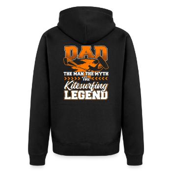 Dad The Man The Myth The Kitesurfing Legend - Unisex Premium Organic Zip Hoodie - black - Back - Nico (187cm)