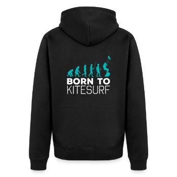 Kitesurfing Evolution Kite Boarding Fan Gift - Unisex Premium Organic Zip Hoodie - black - Back - Nico (187cm)