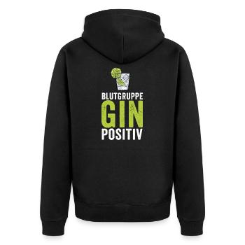Gin Liebhaber Alkohol Lustig - Unisex Premium Bio Zip Hoodie - Schwarz - Hinten - Nico (187cm)