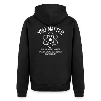 Science Energy - Unisex Premium Bio Zip Hoodie - Schwarz - Hinten - Nico (187cm)