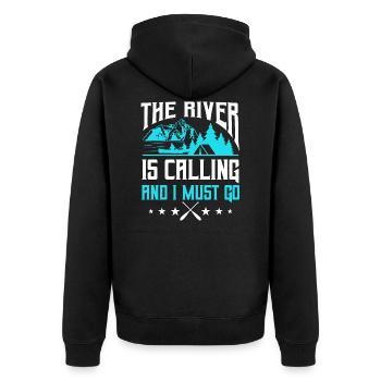 Kayak The River Is Calling And I Must Go - Unisex Premium Organic Zip Hoodie - black - Back - Nico (187cm)