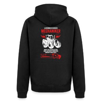 Landmaschinen Mechaniker Geschenkidee - Unisex Premium Bio Zip Hoodie - Schwarz - Hinten - Nico (187cm)