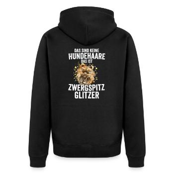 Zwergspitz Hundebesitzer Geschenk - Unisex Premium Bio Zip Hoodie - Schwarz - Hinten - Nico (187cm)