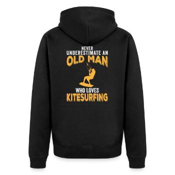 Kitesurfer - Unisex Premium Bio Zip Hoodie - Schwarz - Hinten - Nico (187cm)