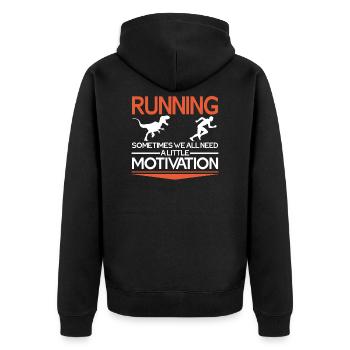 Running Motivation - Unisex Premium Bio Zip Hoodie - Schwarz - Hinten - Nico (187cm)
