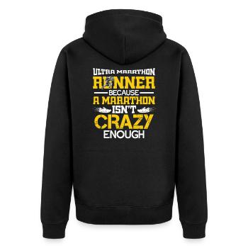 Ultra Marathon Runner Because A Marathon - Unisex Premium Bio Zip Hoodie - Schwarz - Hinten - Nico (187cm)